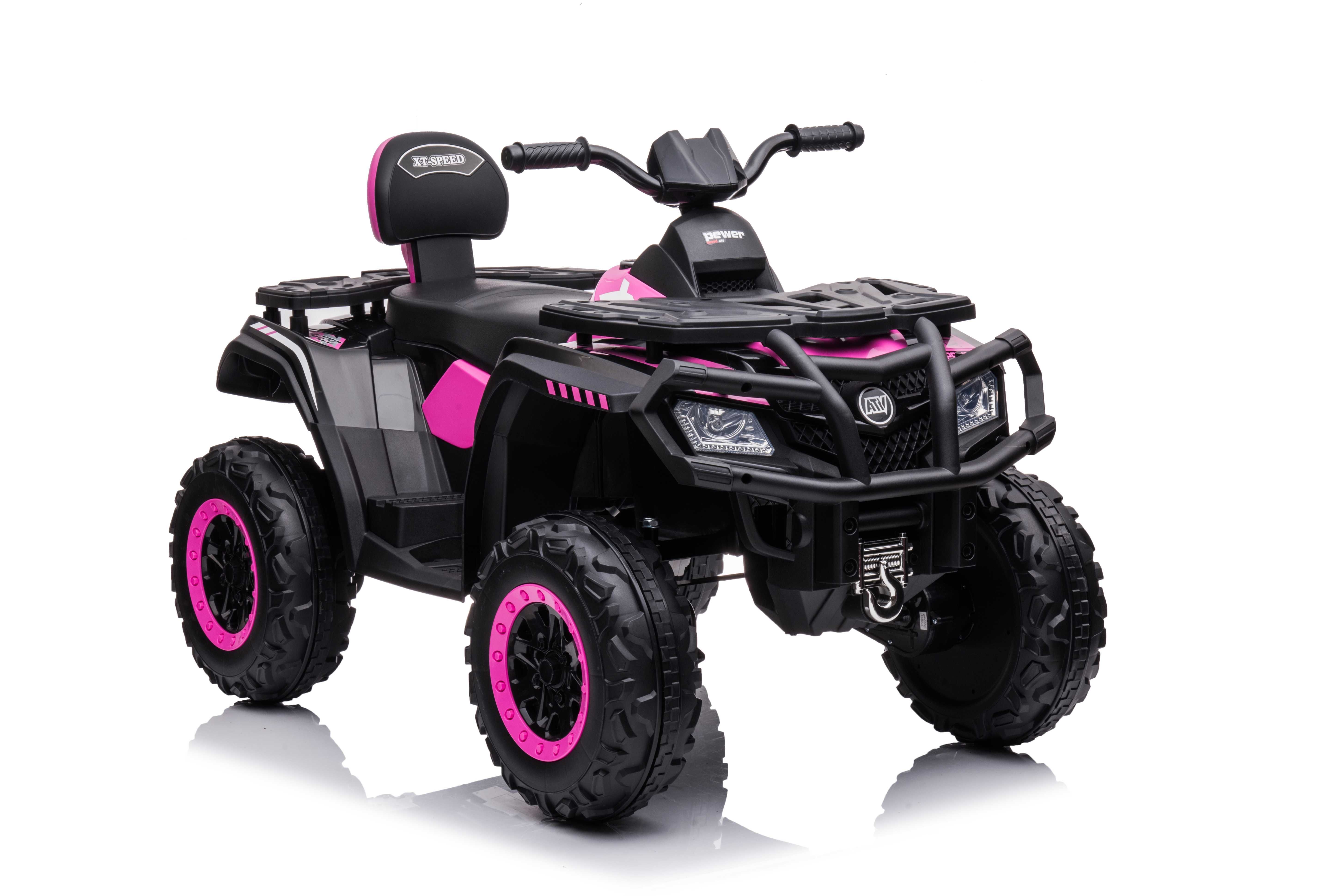 ATV electric Kinderauto S615 4x45W 24V, roti moi, scaun tapitat #Pink