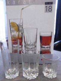 Комплект чаши за ракия, безалкохолни напитки и коктейли - 18 броя