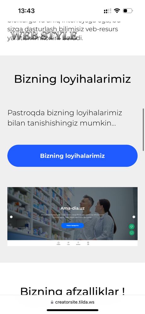 Sayt yaratish xizmati 24/7