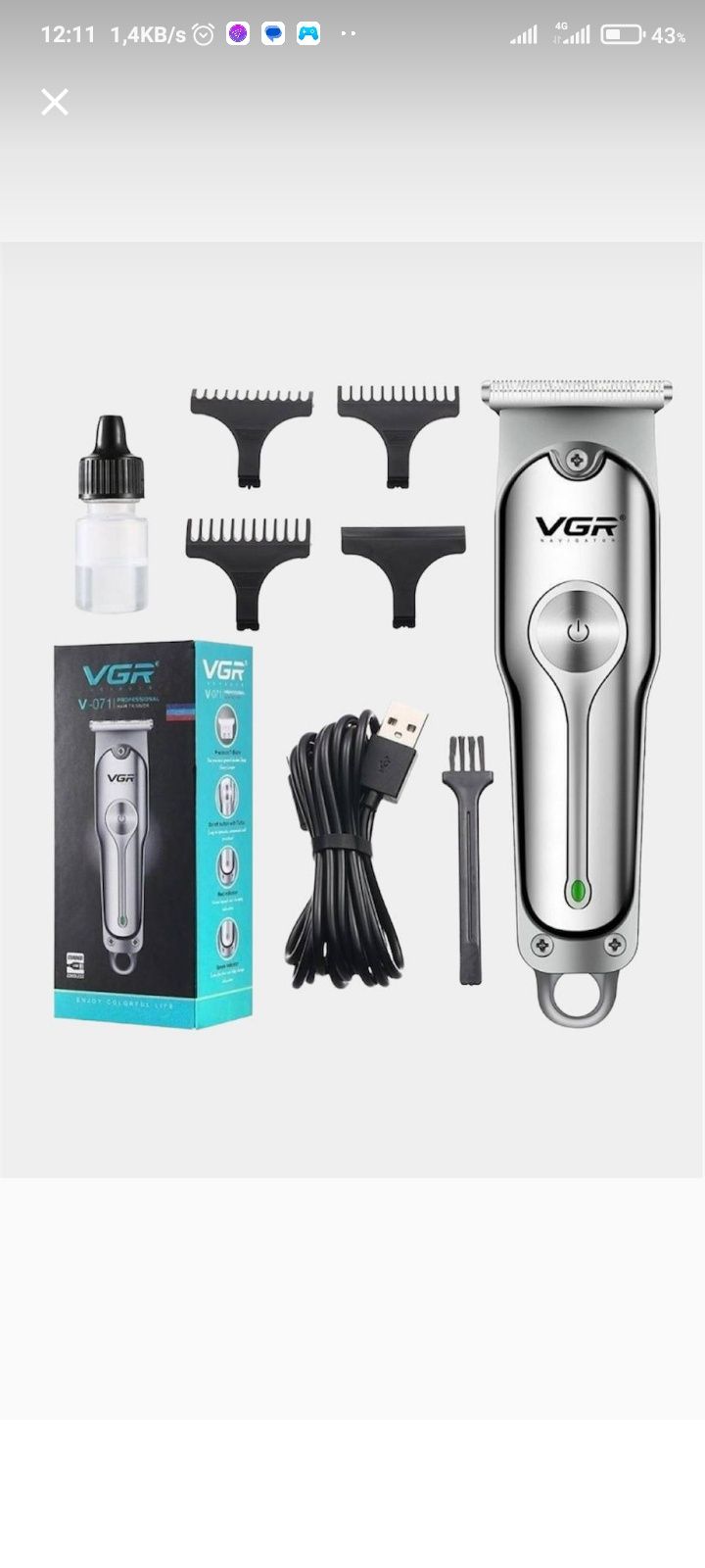 Soch Va soqol uchun profissional simsiz trimmer VGR V-071.