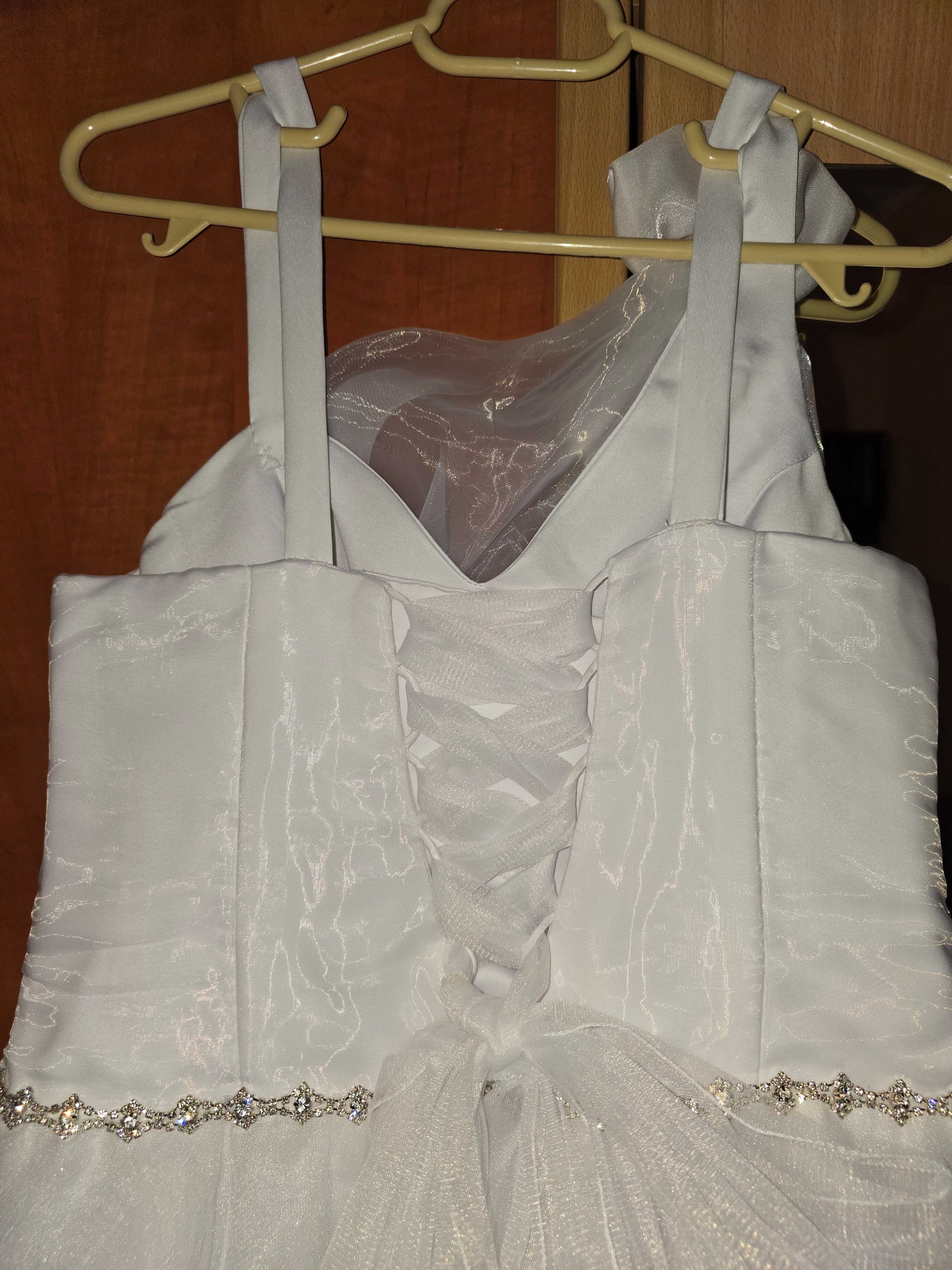 Rochie albă de mireasă Gabriela de Luca + Colier + Cercei, 38M.