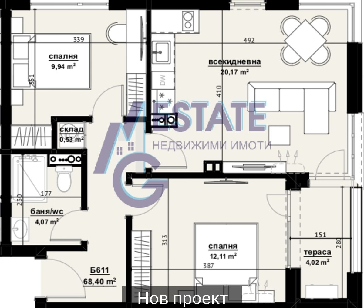 Тристаен апартамент - ПРОЕКТ в гр. Бургас - ж.к. Хоризонт.