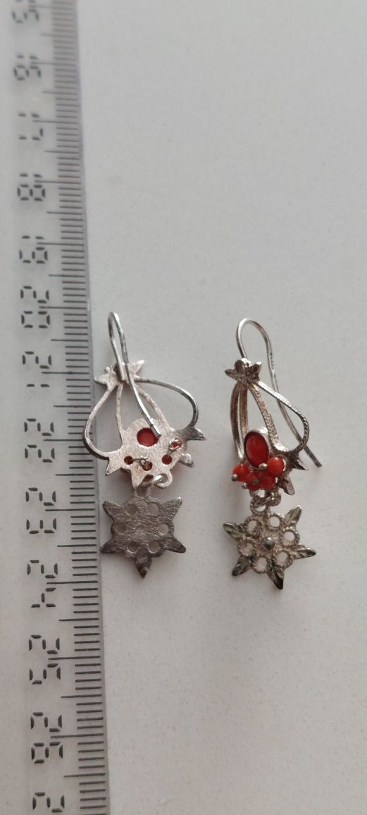 Cercei argint cu coral