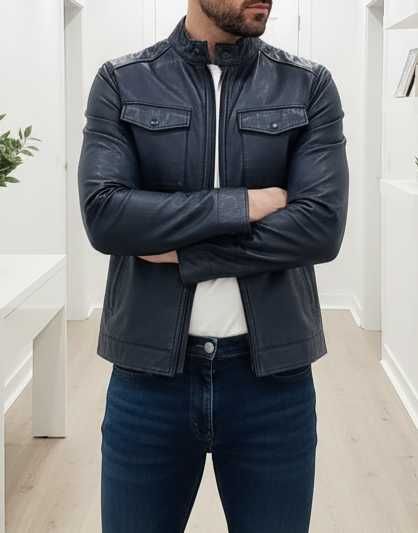 Geaca piele barbati Massimo Dutti