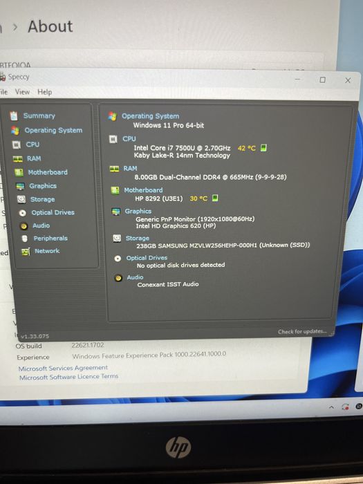 Laptop HP EliteBook 820 G4 ; i7-7500U; 8GB RAM; SSD m2 256 GB