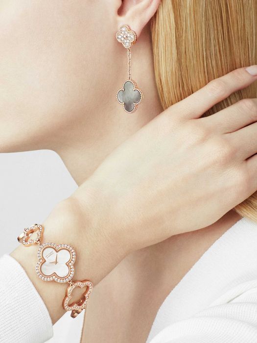 Van Cleef & Arpels VCA Rose Gold Dark Mother Pearl Magic Дамски Обеци