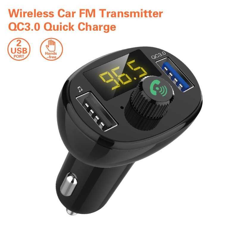 Автомобильный FM модулятор с зарядкой USB QC3.0 Bluetooth MP3-плеер