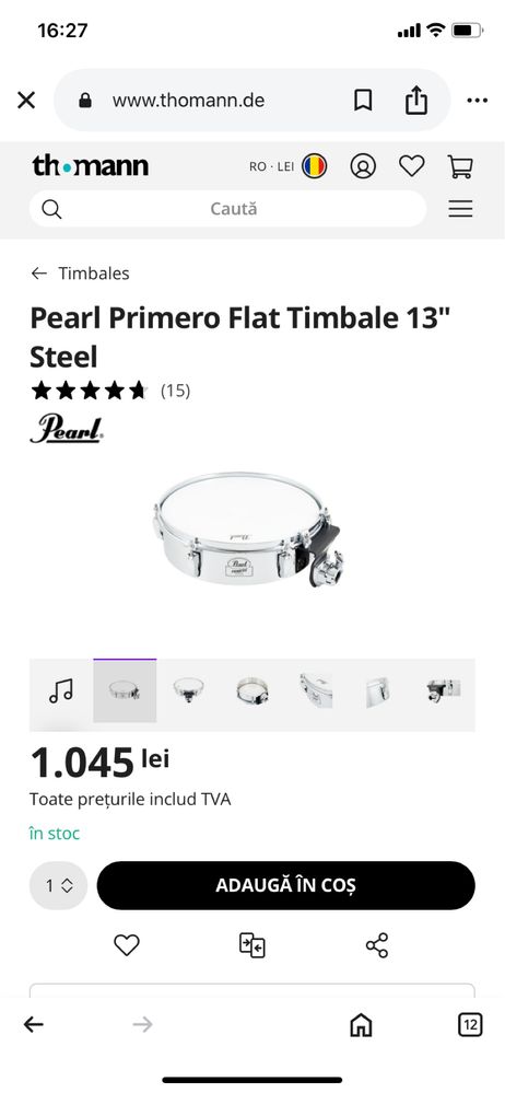 Timbal 13 inch Pearl Primero Steel