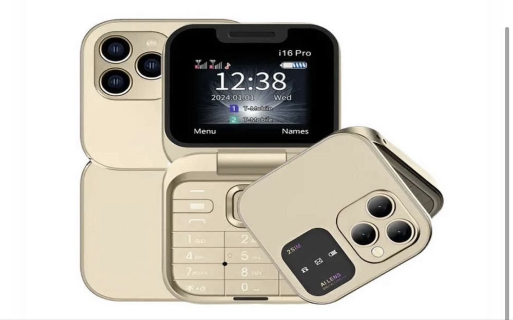 Сгъваем мобилен телефон i16 Pro – 2 SIM, камера, фенерче, FM радио
