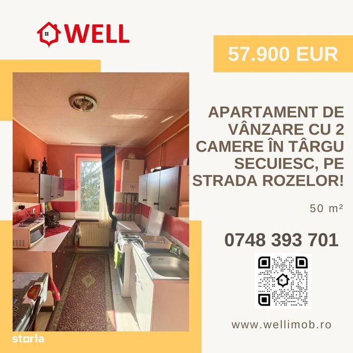 Apartament de vânzare cu 2 camere în Târgu Secuiesc, pe str Rozelor
