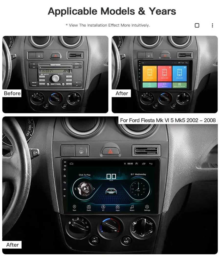 Мултимедия Двоен дин Навигация за Ford Fiesta плеър Android 2 DIN