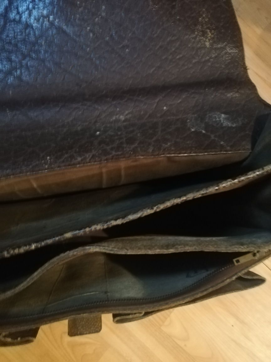 Set geanta vintage de piele naturala cu portofel piele