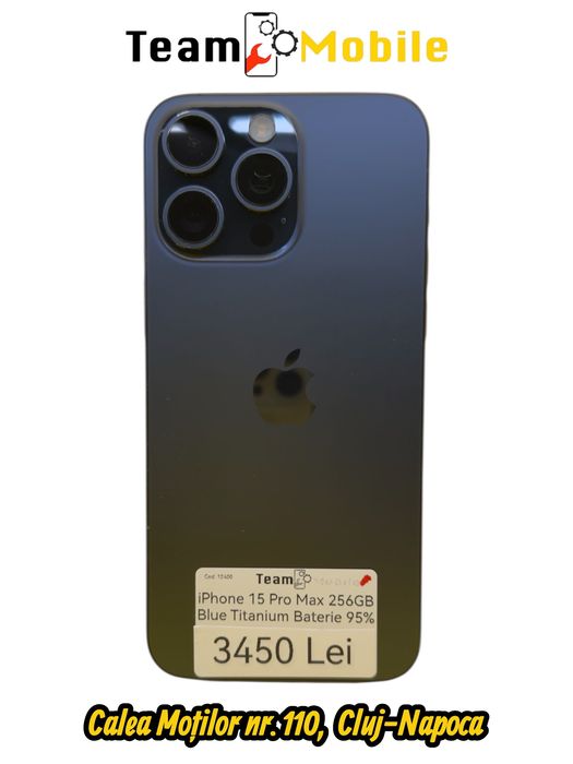 iPhone 15 Pro Max 256 GB Blue Titanium 95% Baterie