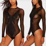 Body negru transparent cu dantela/ lenjerie