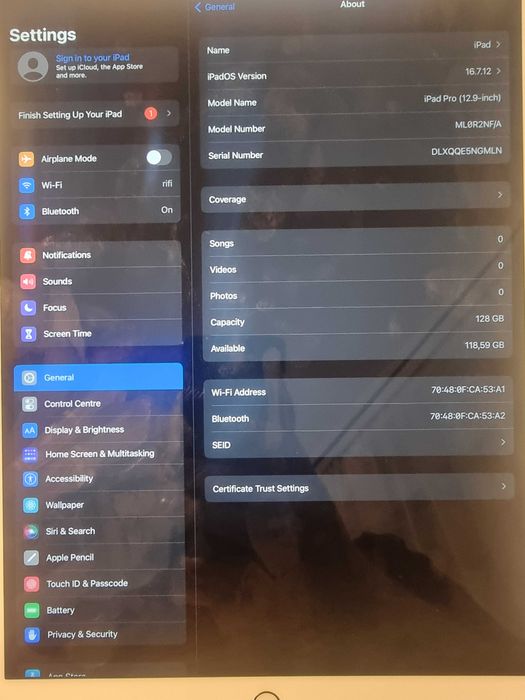 tableta apple ipad pro gen1 12 inchi cu defect