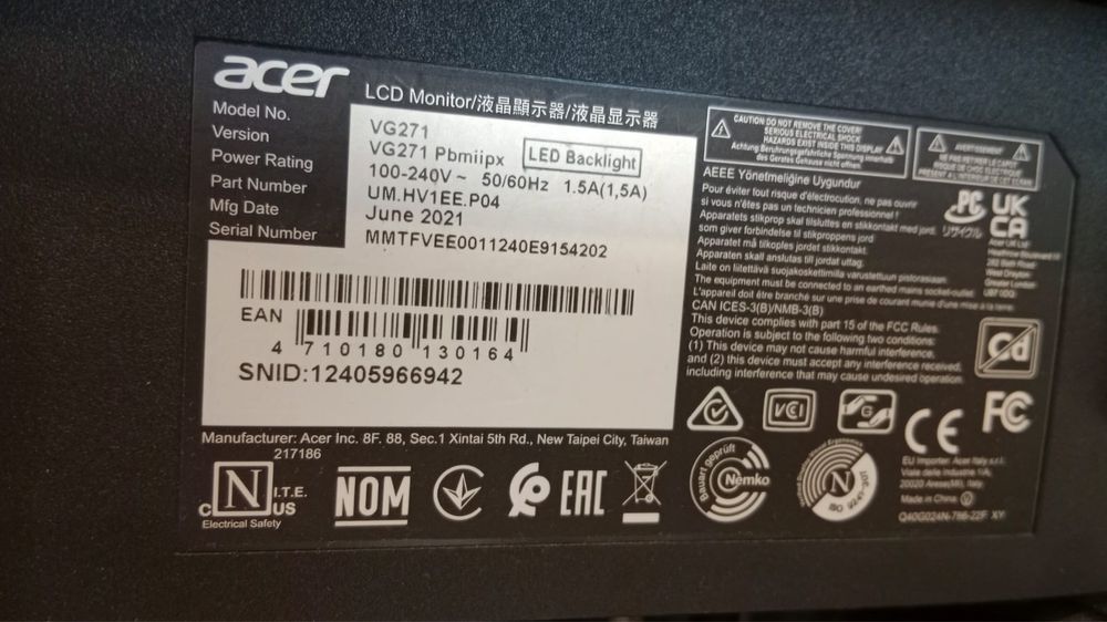 Монитор Acer VG271