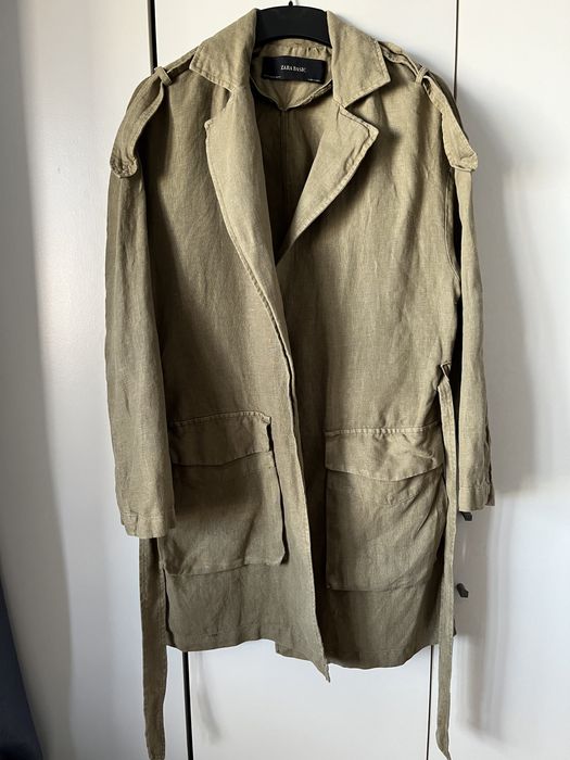 Trench scurt 100% in, Zara, XS, verde kaki