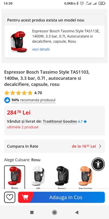 Bosch Tassimo style TAS 1103 NOU garantie Emag