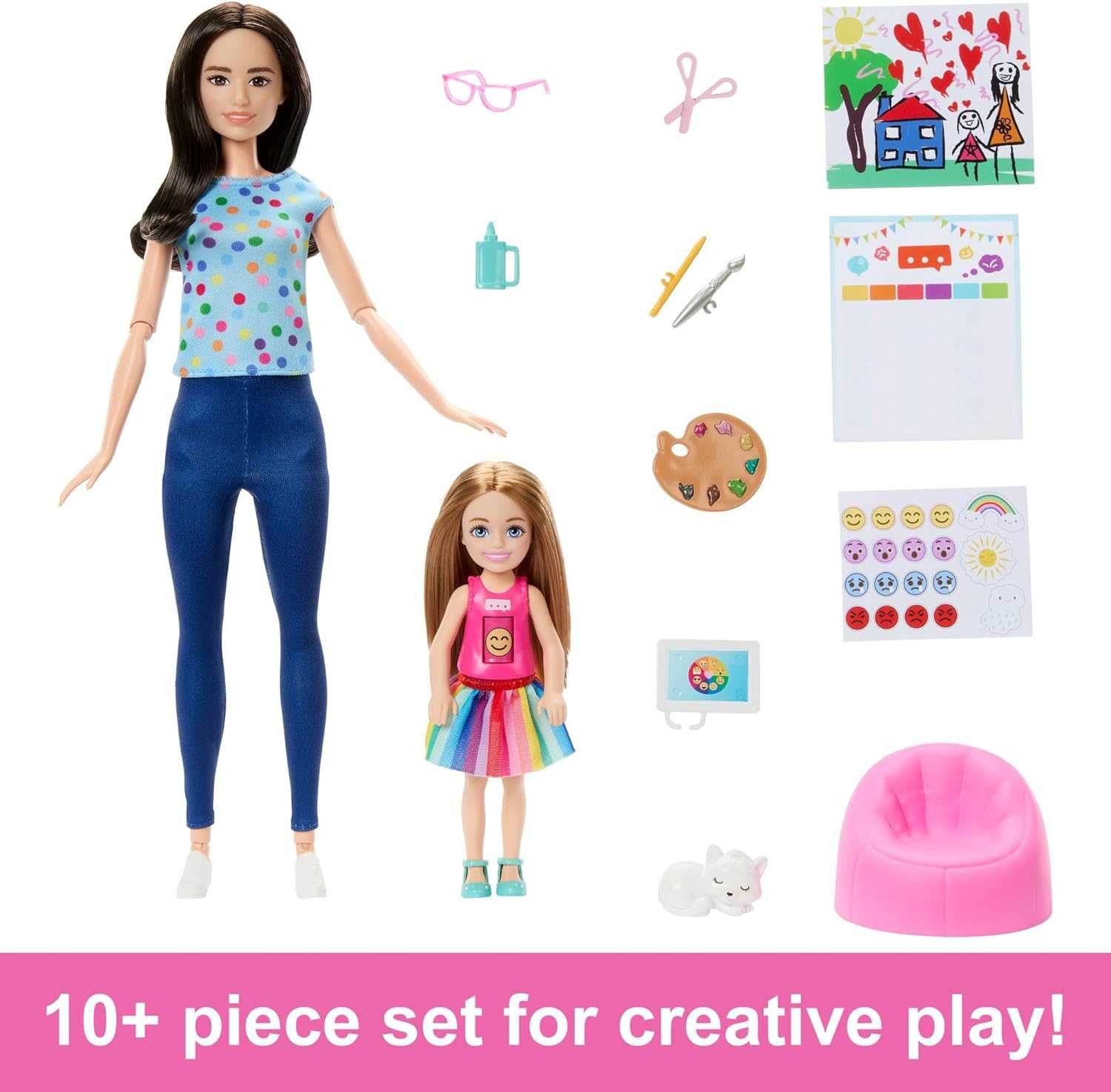 Комплект за игра Barbie Art Therapy с кукла терапевт, малка кукла