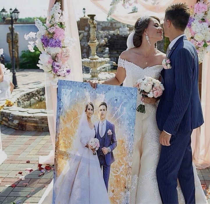 Портрет фотомозаика коллаж звездная карта на холсте подарок