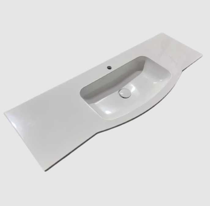 LICHIDARE STOC! Lavoar De Baie Alb Lucios Din Compozit, Montaj Pe Blat