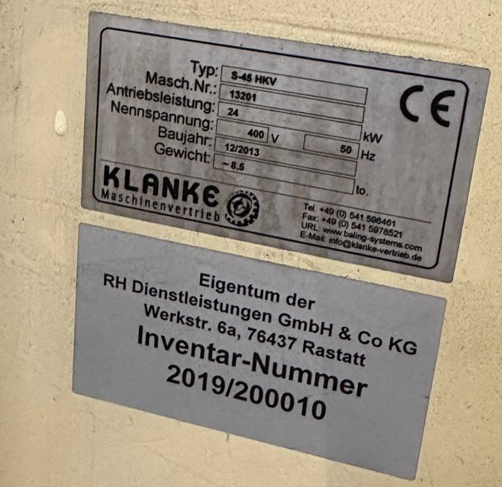Presa Carton Plastic Klanke S-45 HKV
