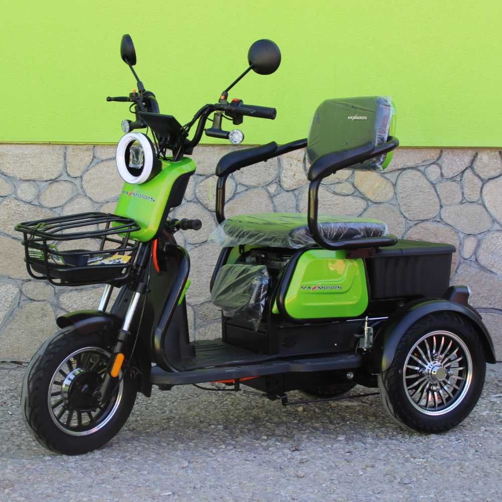 Триместна Електрическа Триколка MaxMotors X1, 1500W, 48V/20Ah, Green