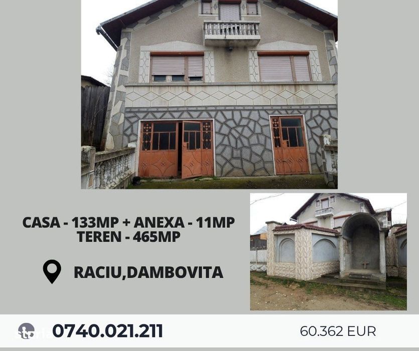 Casa - 133mp + Anexa - 11mp +Teren - 465mp -  Raciu