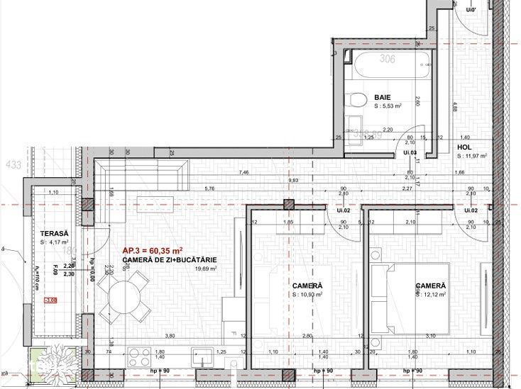Apartament 3 camere, 60mp, balcon TVA inclus