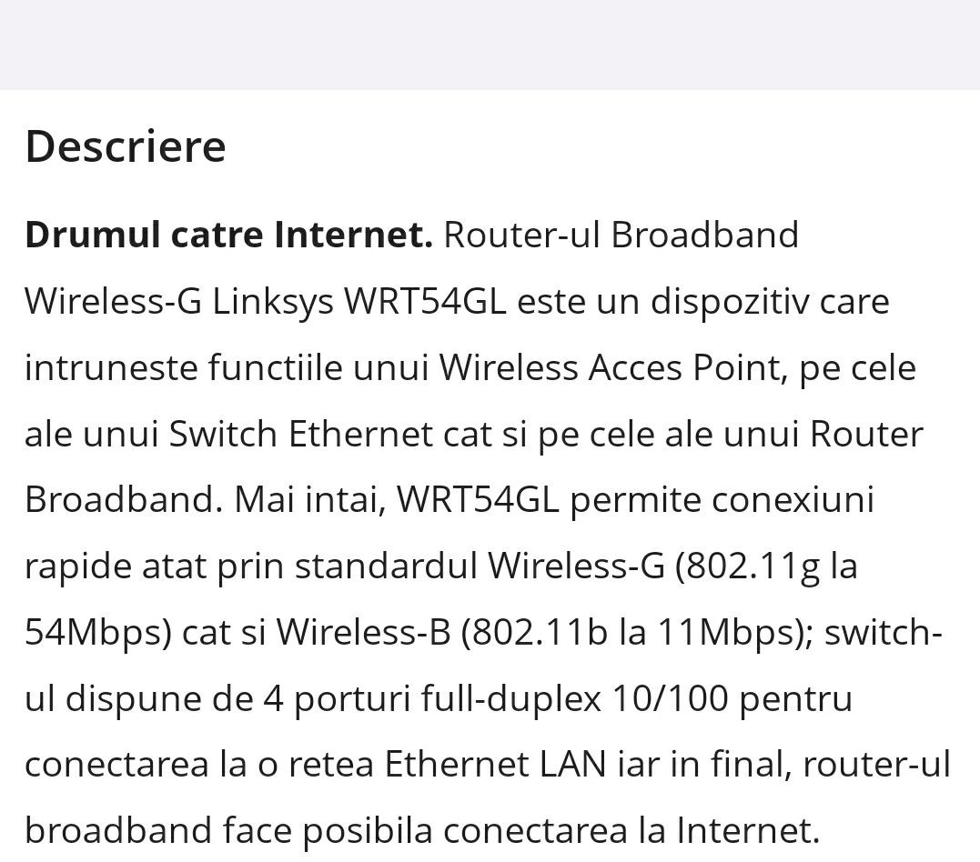 Transport gratuit Router wireless LINKSYS WRT54GL