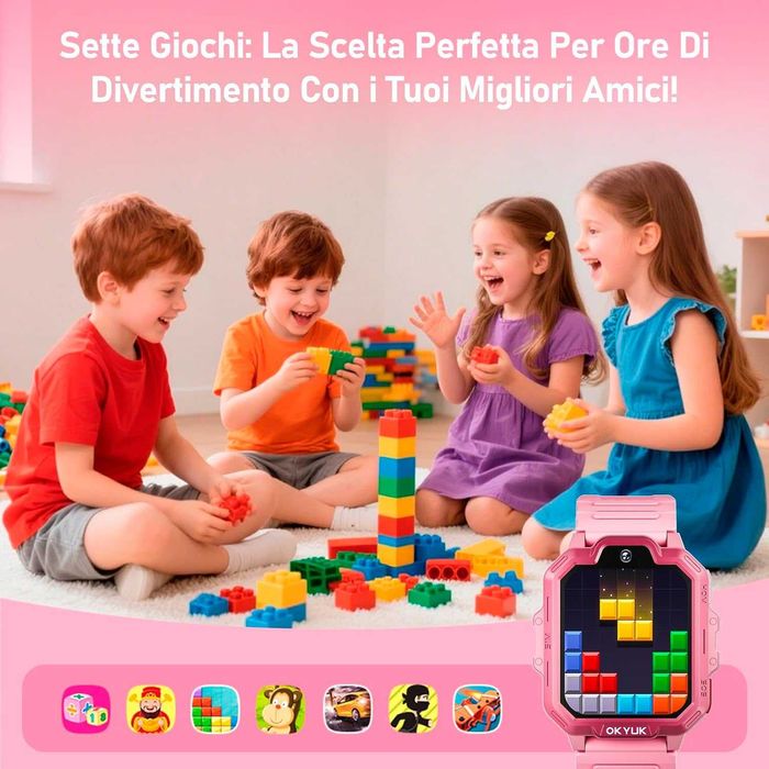 Детски смарт часовник OKYUK T17 детски смарт часовник GPS Черен Розов