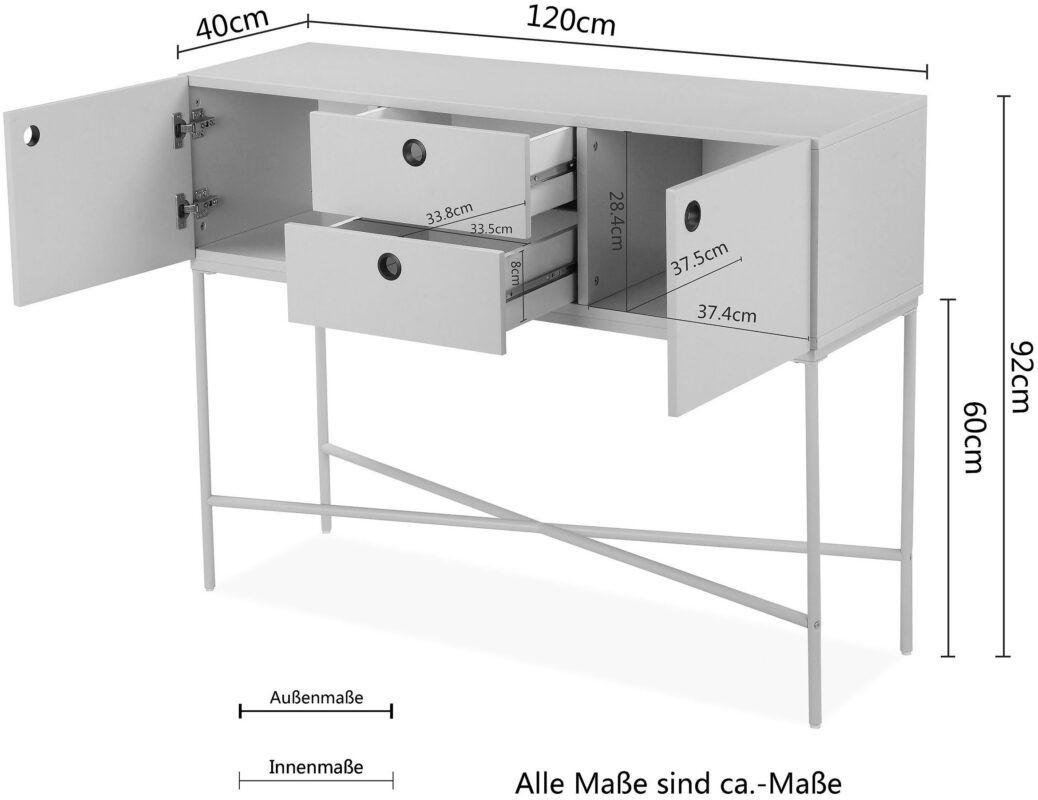 Consola Mariella , Negru , 120 cm latime