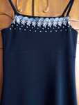 Rochie Cartoon Tricot, neagră, cu bretele,  broderie  albă, măsura S