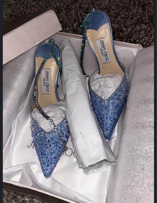 Pantofi Jimmy Choo Saeda crystal piele naturala pe soc