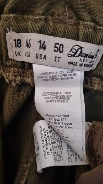 Jeansi verde army, talie inalta, elastica, marimea 46, bumbac 100 %