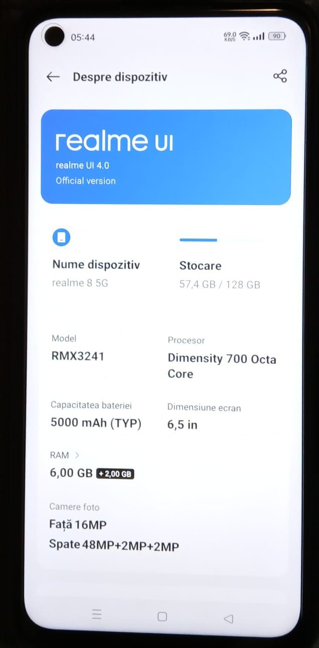 Realme 8 5G 6 GB RAM, 128 GB spatiu stocare