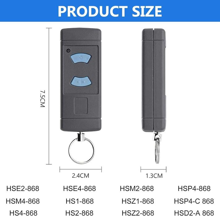 Дистанционно за гаражна врата 868.3 MHz съвместимо с HSE2/HSM4