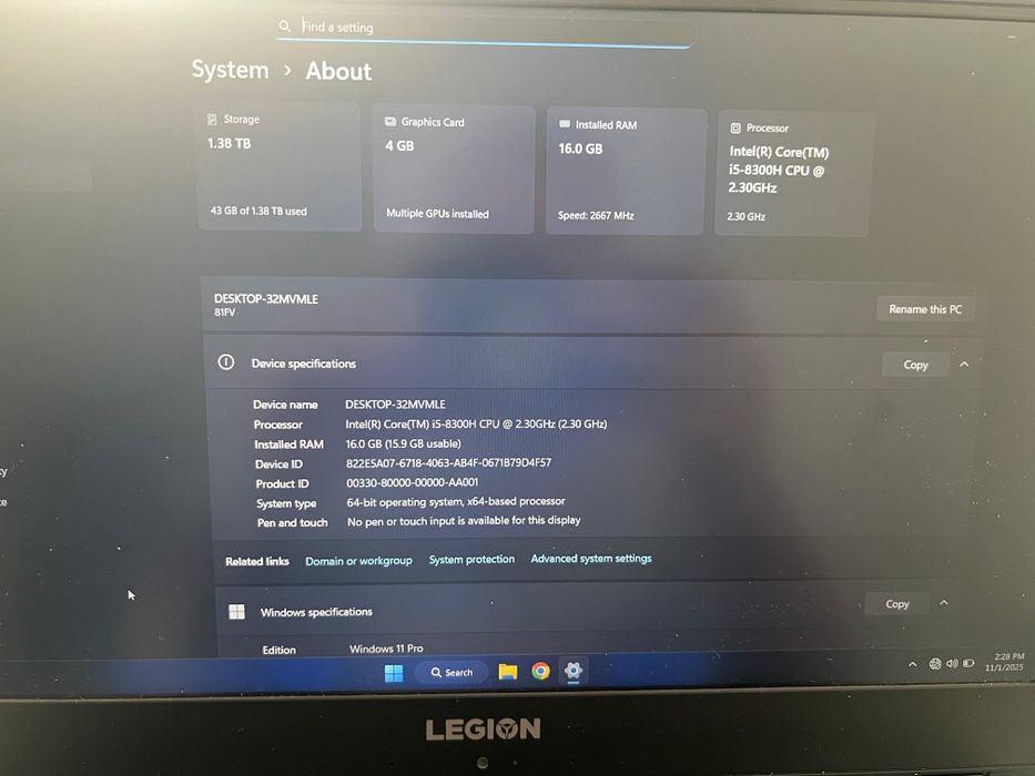 Lenovo Legion i5 16gb RAM