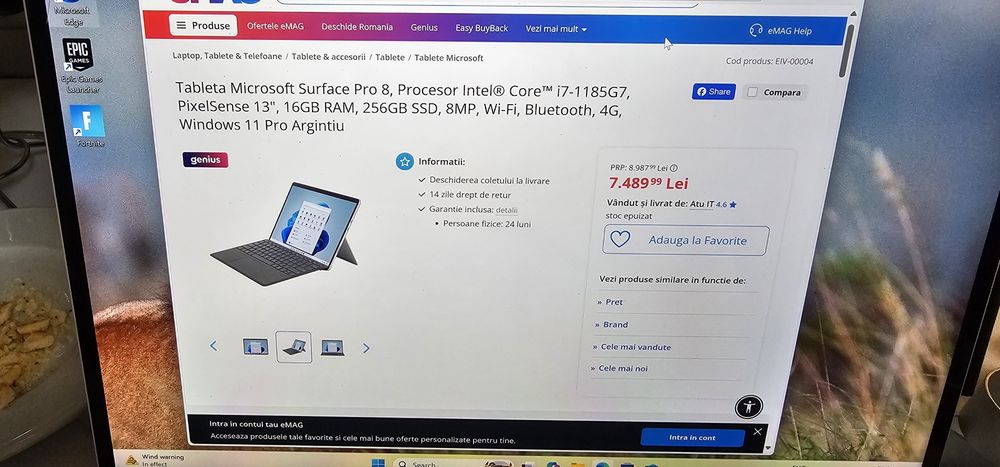 Tableta Microsoft Surface pro 8 intel. core i7 16 gb ram  512GB gb