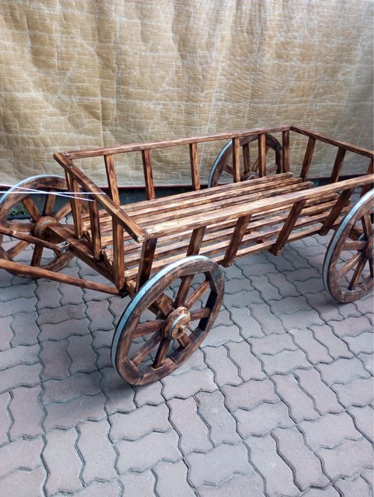 Телега из дерева, тележка, арба, декор из дерева