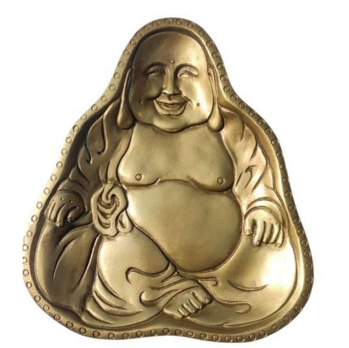 Tavita deco obiect Buddha zâmbitor prosperitate argintiu sa auriu