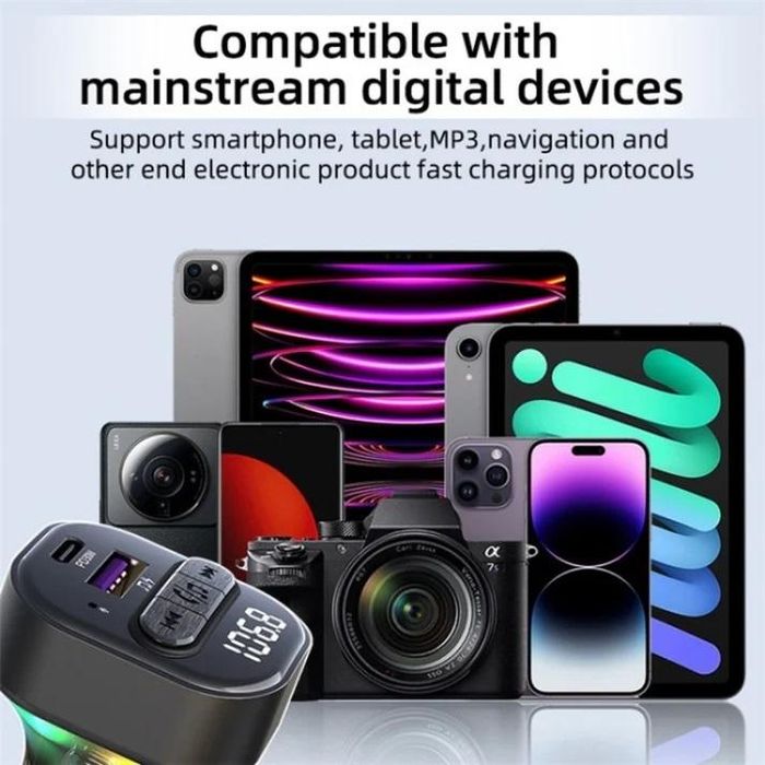 Fm трансмитер предавател, mp3 плейър verk 10129 / c50 type-c + usb ...