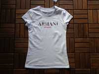 Дамска тениска Armani Exchange White T-shirt with fuchsia logo