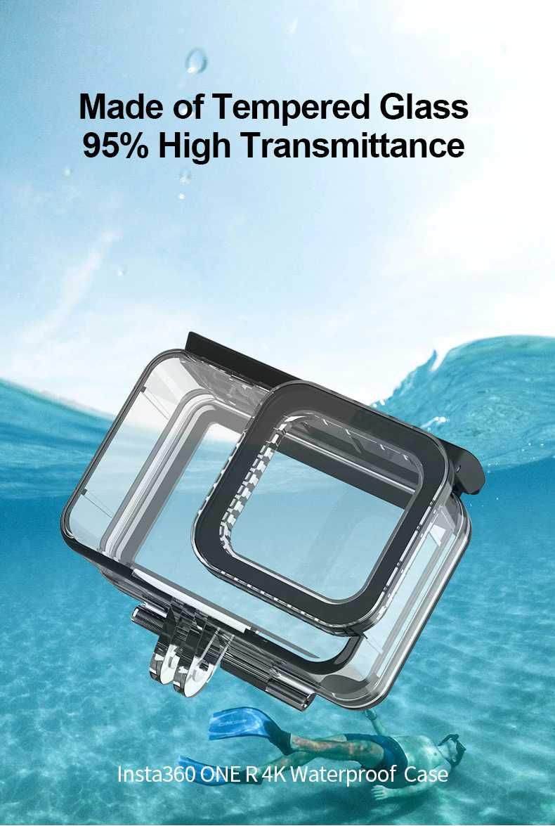Carcasa waterproof Insta 360 OneR/RS dual lens si 4K dive case