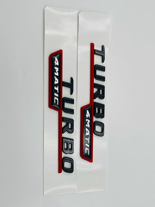 Embleme Compatibile Mercedes turbo 4matic negru rosu