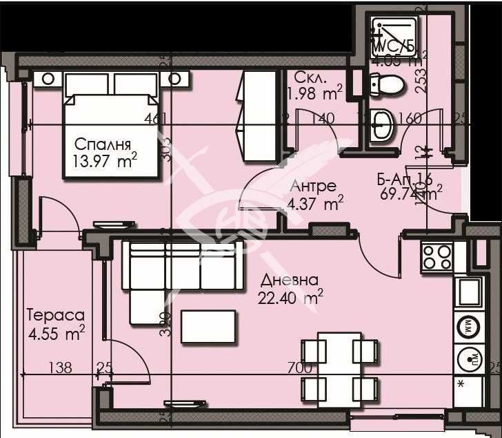 Продава се Двустаен апартамент в Бургас, Изгрев - 69 кв.м за 1314 €/кв.м - Снимка #1