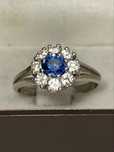 Inel aur alb 18kt.cu safir si diamante