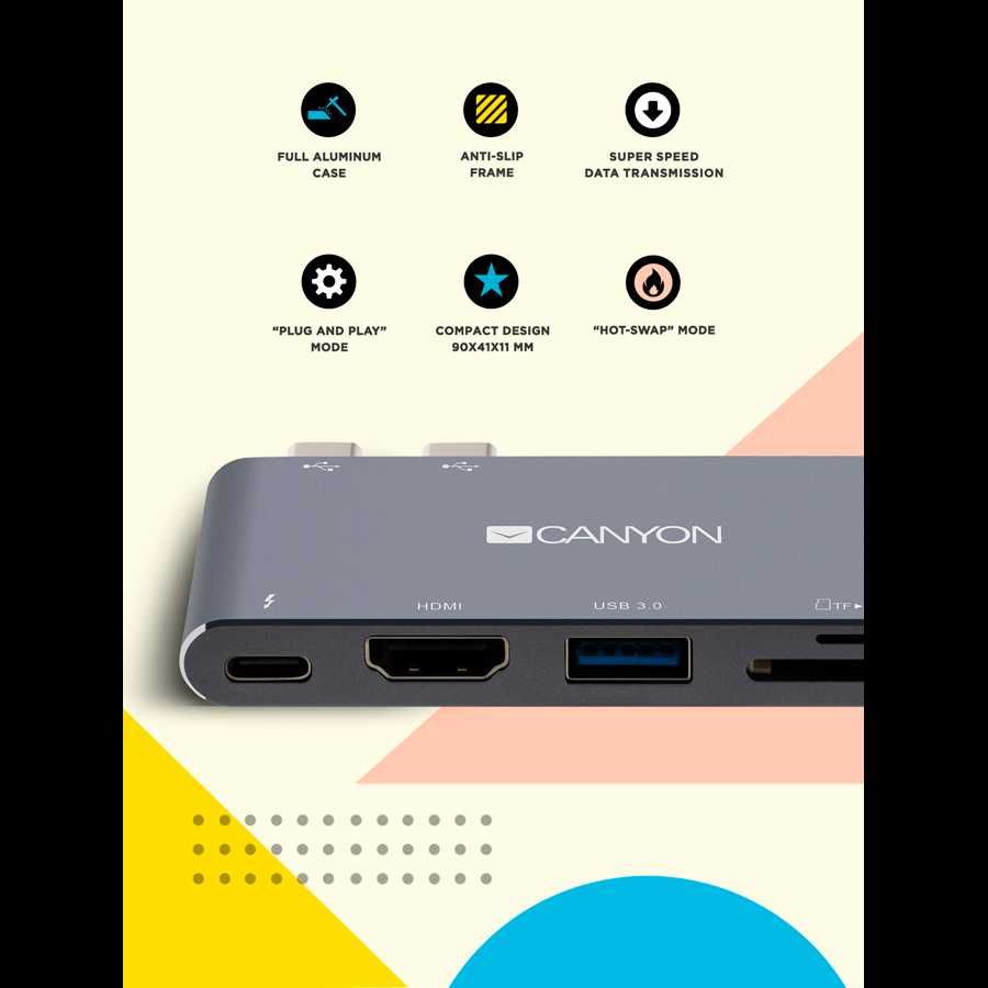CANYON DS-5 докинг станция, Thunderbolt 3, HDMI,USB3.0... CNS-TDS05DG