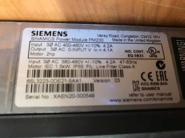 Честотен регулатор(инвертор) SIEMENS 1,5кw 400V AC