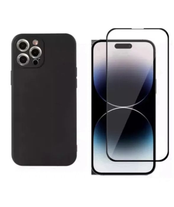 Husa Sircas si Folie Sticla Comp 25D Iphone 14/15/16E/17/PRO/MAX/PLUS